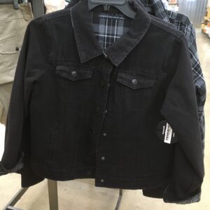 WOMEN'S BLACK DENIM REVERSIBLE WITH GREY PLAID JACKET S-XL