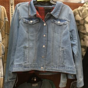 WOMEN'S BLUE DENIM REVERSIBLE WITH RED PLAID JACKET S-XL
